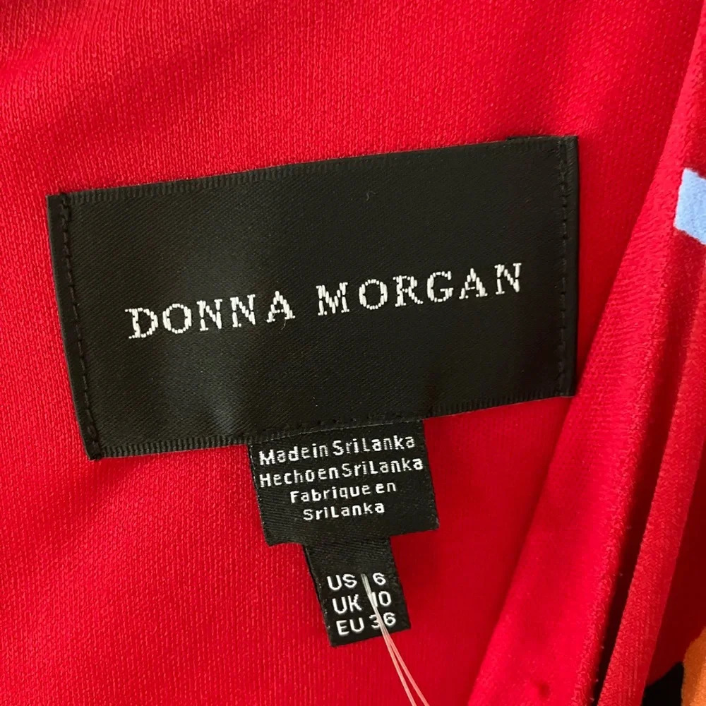 NWT Donna Morgan Red Matte Jersey Midi Dress With Pleated Front (6) - Picture 5 of 7
